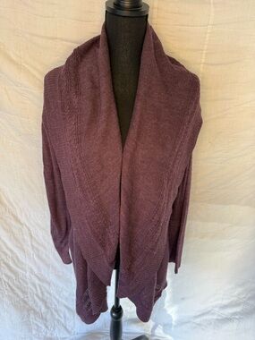 89th & Madison Open-Front Shawl Collar Cardigan - Plum